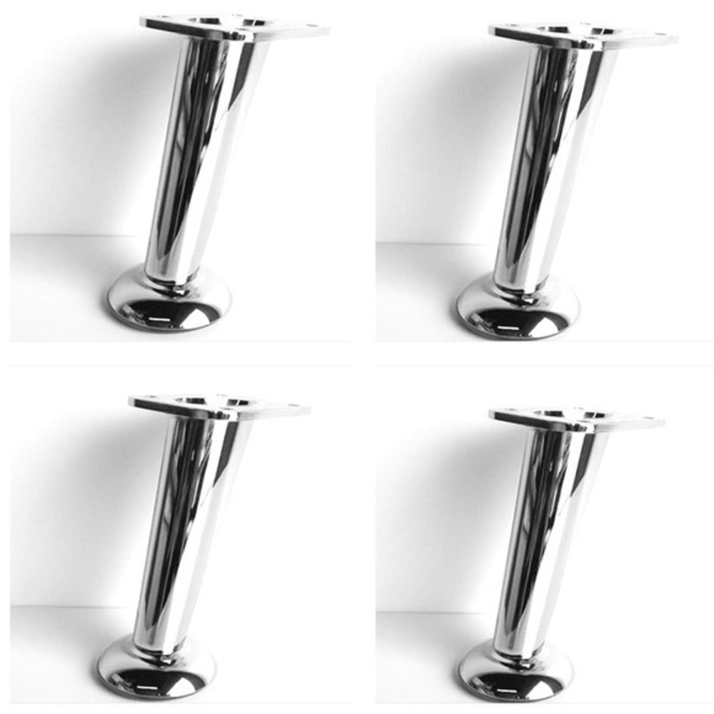 Set of Four Silver Metal Chrome 5” Furniture Legs!